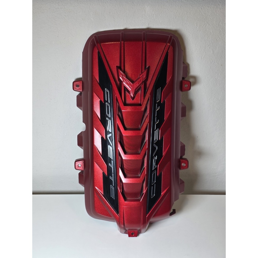 C8 Corvette 6.2L Engine Cover - Torch Red, Black Side Trim, White Letter Decals